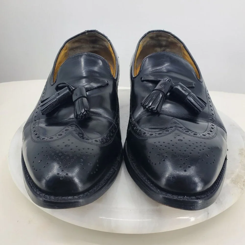 Johnston & Murphy Black Leather Slip On Men's Tassel Wingtip Dress Shoes Size 10